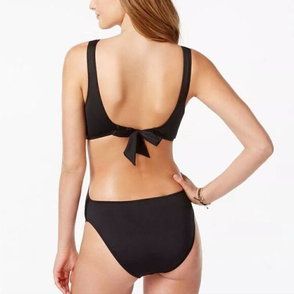 Bar III Twist Front Plunge Neck Monokini Swimsuit - Picture 2 of 7